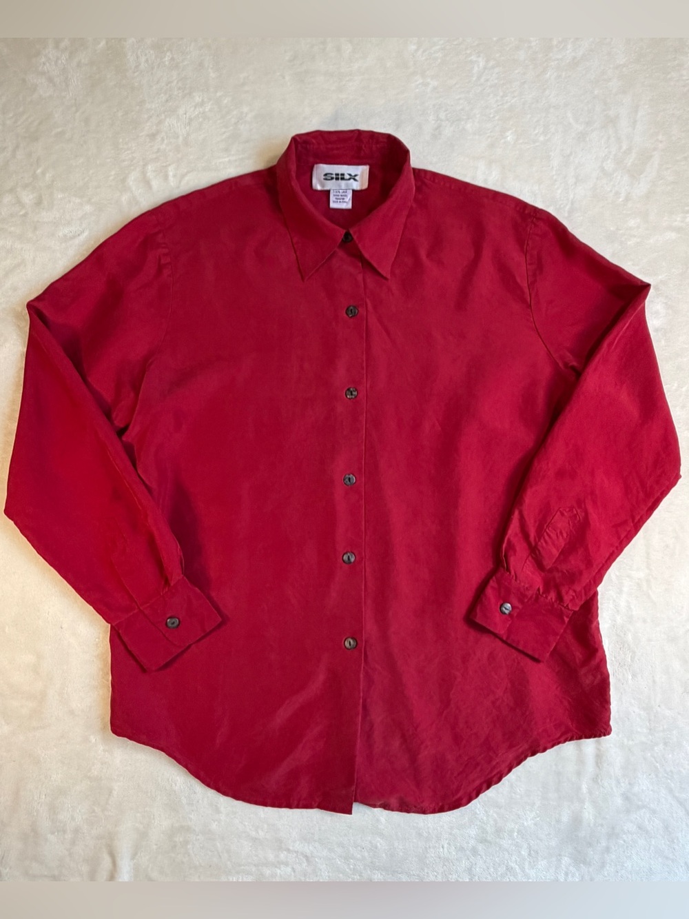 Vintage SILX 100% Silk Button-Down Shirt - Size
